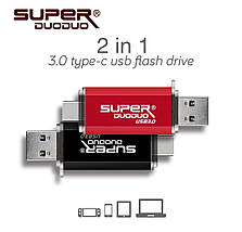 Флеш накопичувач USB 3.0 /USB Type C SUPER DuoDuo 32GB (червоний), фото 3