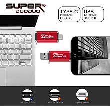 Флеш накопичувач USB 3.0 /USB Type C SUPER DuoDuo 32GB (червоний), фото 2