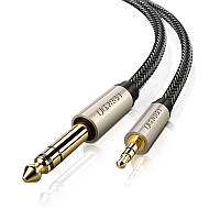 Аудио кабель TRS 1 метр стерео HI-FI UGREEN AV127 AUX 3.5mm - 6.3mm Male TRS 1/4-1/8 дюйма