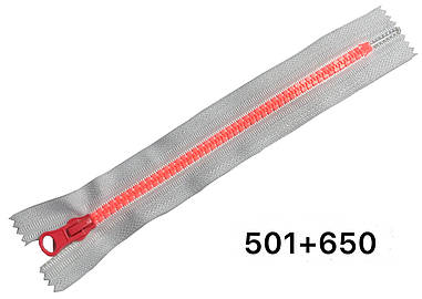 Блискавка Біла з рожевим зубом 18см №5 тракторна кишенькова