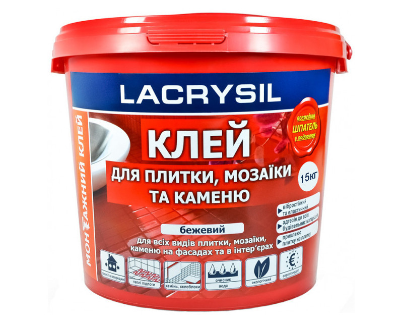 Клей акриловий LACRYSIL "ДЛЯ ПЛИТКИ ТА МОЗАЙКИ" контактний, 15кг