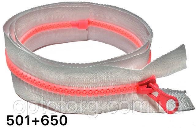 Блискавка блискавка трактор Біло-рожева тип 5 довжина 80см карманнаяоптом від optotorg.com.ua Блискавка тракторна центральна карманка пластикова змійка №5