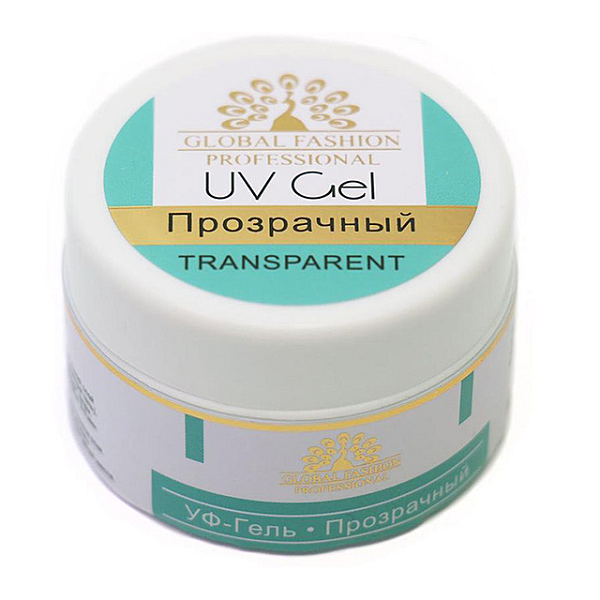 Гель для нарощування нігтів однофазний прозорий Global Fashion 15 ml
