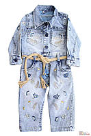 Комбинезон джинсовый с плетенным ремнём для девочки (74 см.) Misselitte