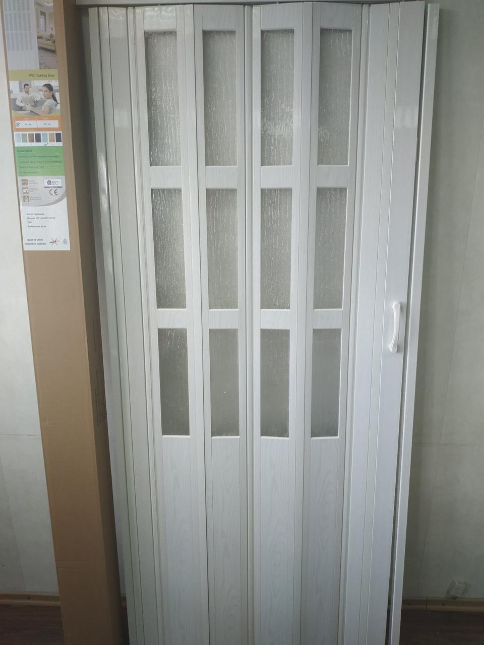 Двері розсувні полуостекленные білий дуб 860х2030х10мм, фото 1