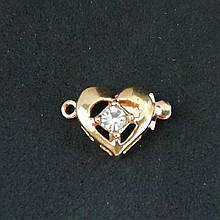 Застібка для бус і намист "Серце" 17 х 12 мм колір золото