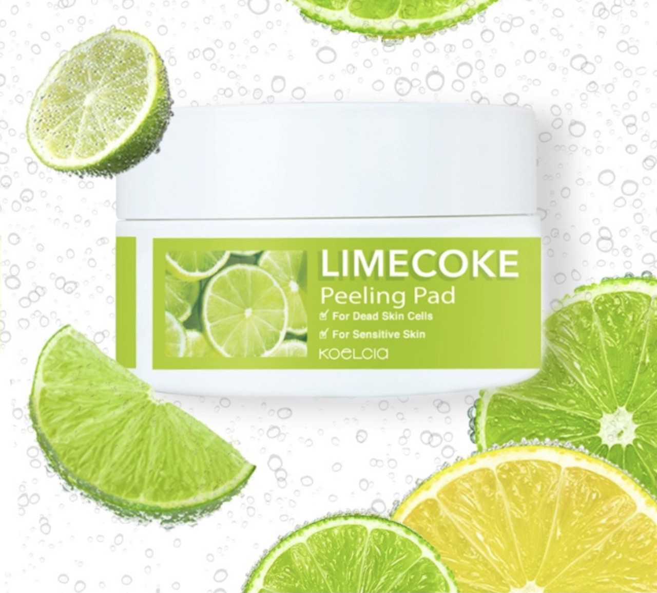 Пілінг-педи з екстрактом лайма та газованою водою Koelcia Lime Coke Peeling Pad (65 ml-40 pads)