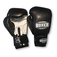 Боксерские перчатки BOXER 6 oz кожа черные