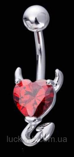 Пірсинг у пупок сережка серцеїдки, фото 1