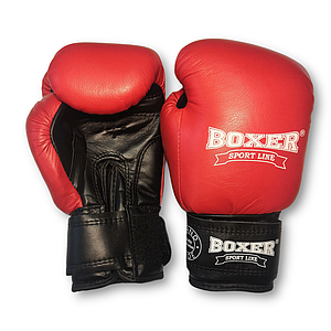 Боксерські рукавички BOXER 6 oz шкіра червоні