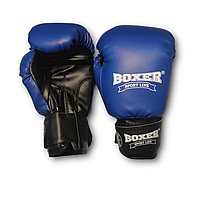 Боксерские перчатки BOXER 6 оz кожвинил Элит синие