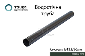 Труба 3м, 125/90 STRUGA Зелений (RAL 6020)