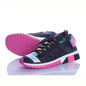 Модні кросівки жіночі Violeta чорні з рожевим