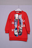 Л-69 Свитшот, худи, свитер для девочки размер 110 116 122 128 красный,серый Красный, 110