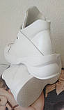 Philipp Plein весна 2024! Жіночі білі снікерси черевики Філіп плейн на танкетці з липучками, фото 2