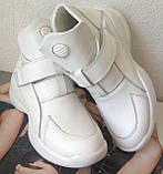Philipp Plein весна 2024! Жіночі білі снікерси черевики Філіп плейн на танкетці з липучками, фото 4