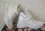 Philipp Plein весна 2024! Жіночі білі снікерси черевики Філіп плейн на танкетці з липучками, фото 8