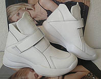 Philipp Plein весна 2024 !Женские белоснежные сникерсы ботинки Филипп плейн на танкетке с липучками