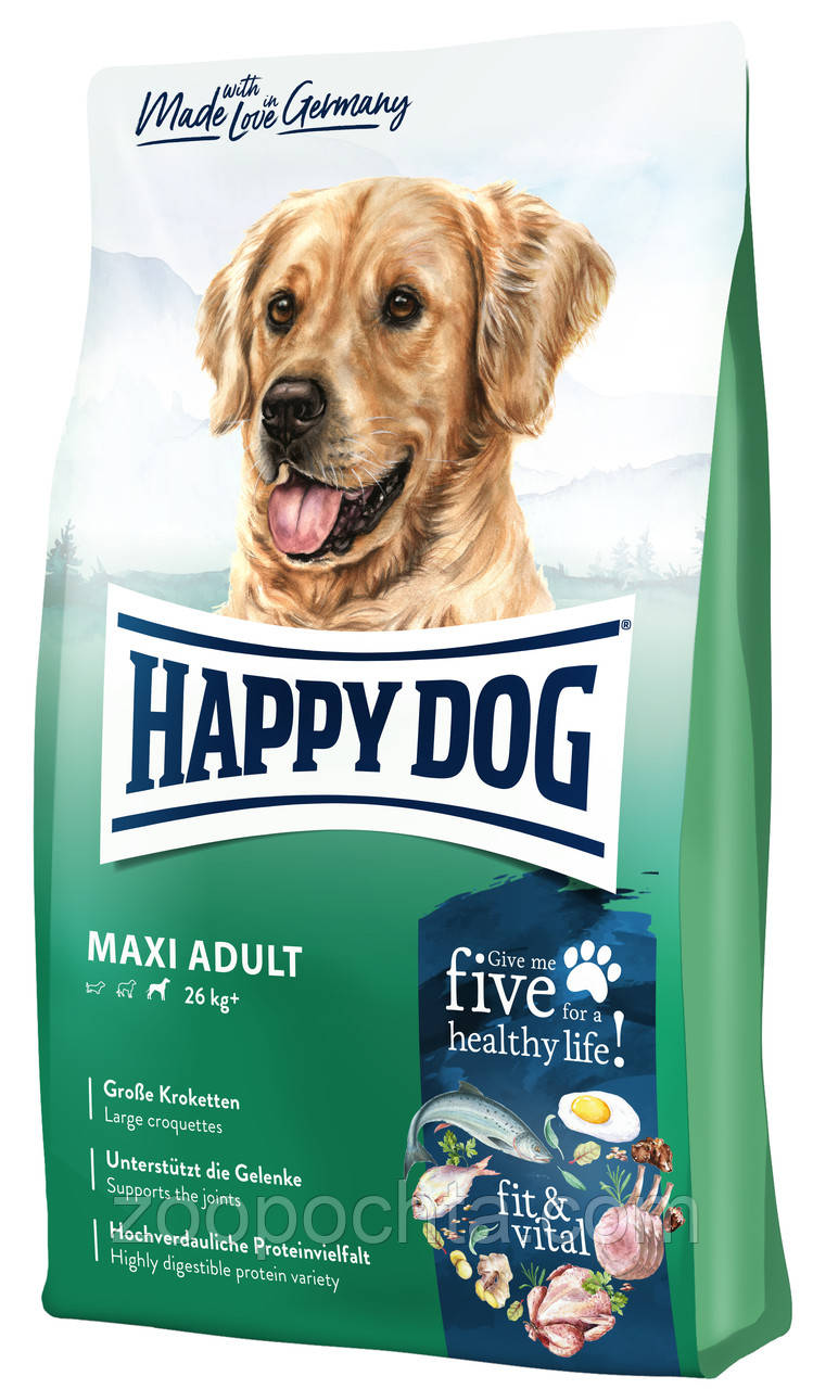 Сухий безглютеновий корм Happy Dog Fit & Well Maxi Adult для дорослих собак великих порід від 25 кг, 4КГ, фото 1