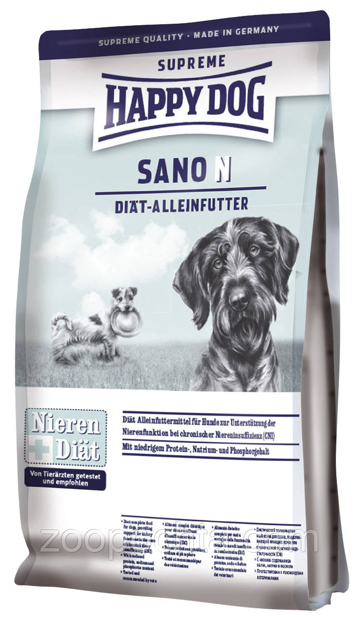 Сухий дієтичний корм Happy Dog SANO N при захворюваннях нирок, печінки і сердцево-судинних у собак 7,5КГ