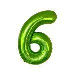 Фольгована кулька цифра "6" зелена розмір 1 метр, фото 1