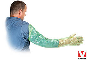 Рукавиці поліетиленові із захистом передпліччі Kruuse 95 CM KRU-RINS (Ветеринарні рукавички)