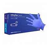 Рукавички нітрилові неопудрені Mercator Medical Nitrylex Basic сині розмір Ѕ 50 пар, фото 3