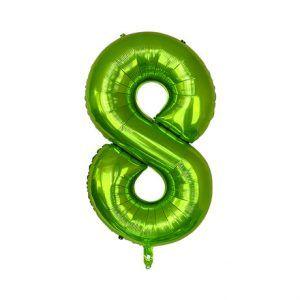 Фольгована кулька цифра "8" зелена розмір 1 метр, фото 1