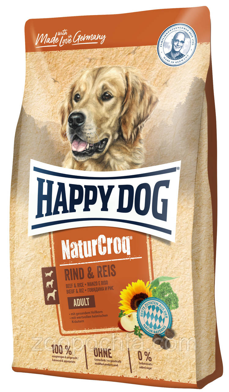 Сухий корм Happy Dog Naturcroq Rind & Reis для дорослих собак всіх порід з яловичиною та рисом, 4КГ