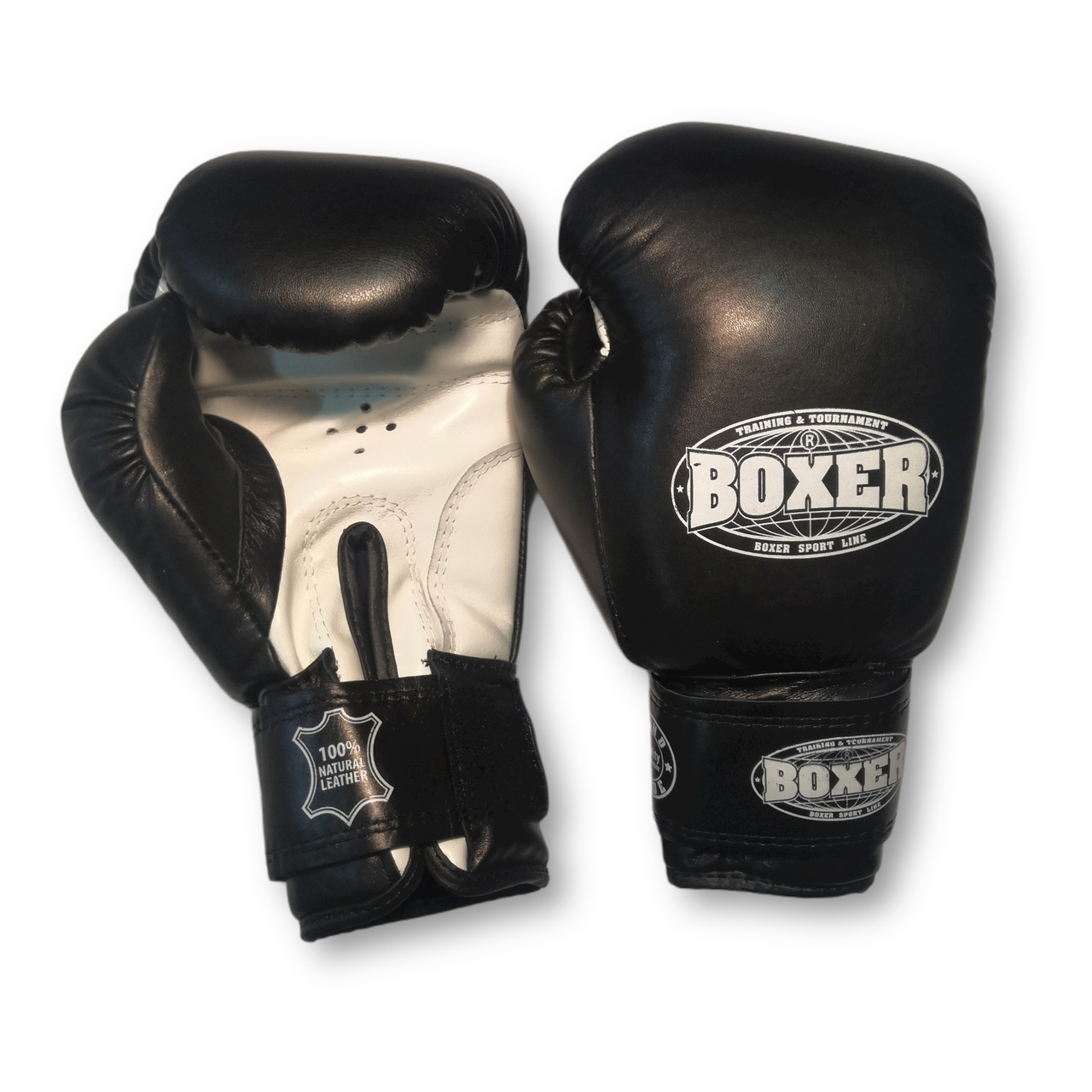 Боксерські рукавички BOXER 10 oz шкіра чорні