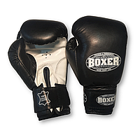 Боксерские перчатки BOXER 10 oz кожа черные