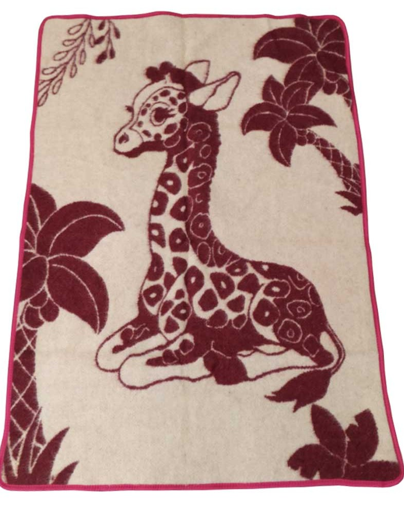 Ковдра дитяча вовняна "Жираф" 100х140 см зимова, фото 1