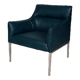 М'яке крісло Merida темно-синя екошкіра, на металевому хромованому каркасі