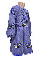 Пышное платье с поясом для девочки в цвете джинс Дерево жизни