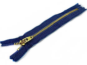 Блискавка джинсова YKK Тип 4,5 14 см нероз'ємна колір Джинсовий зубець золото