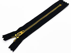 Блискавка джинсова YKK Тип 4,5 14 см нероз'ємна колір Чорний зубиця золото