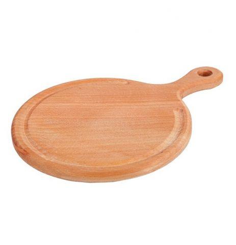 Дошка MAZHURA Chef кругла з виїмкою і ручкою 25х35 см Бук mz370845