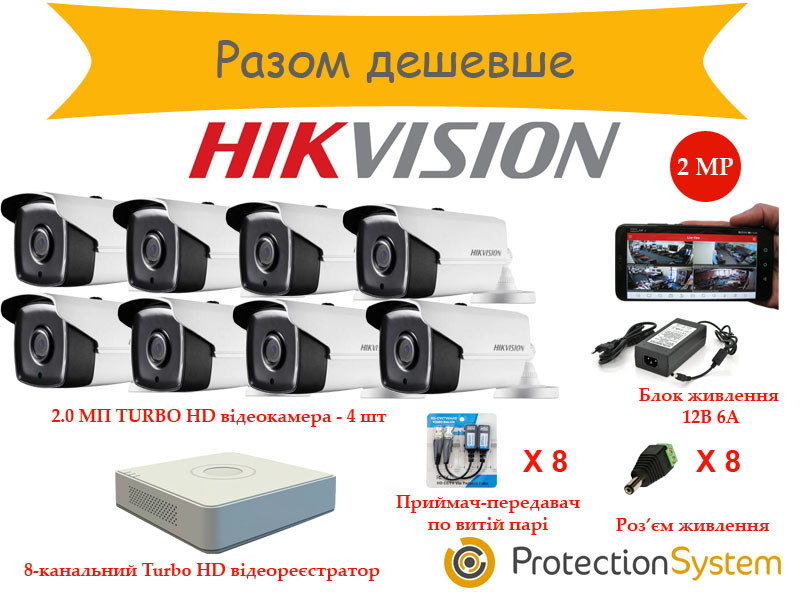 Комплект відеоспостереження HikKit07 THD 8cam 2MP