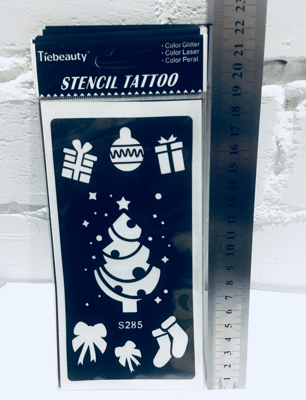 Великий новорічний трафарет (тимчасове тату) STENCIL TATTOO для малюнків на тілі (18 см.)