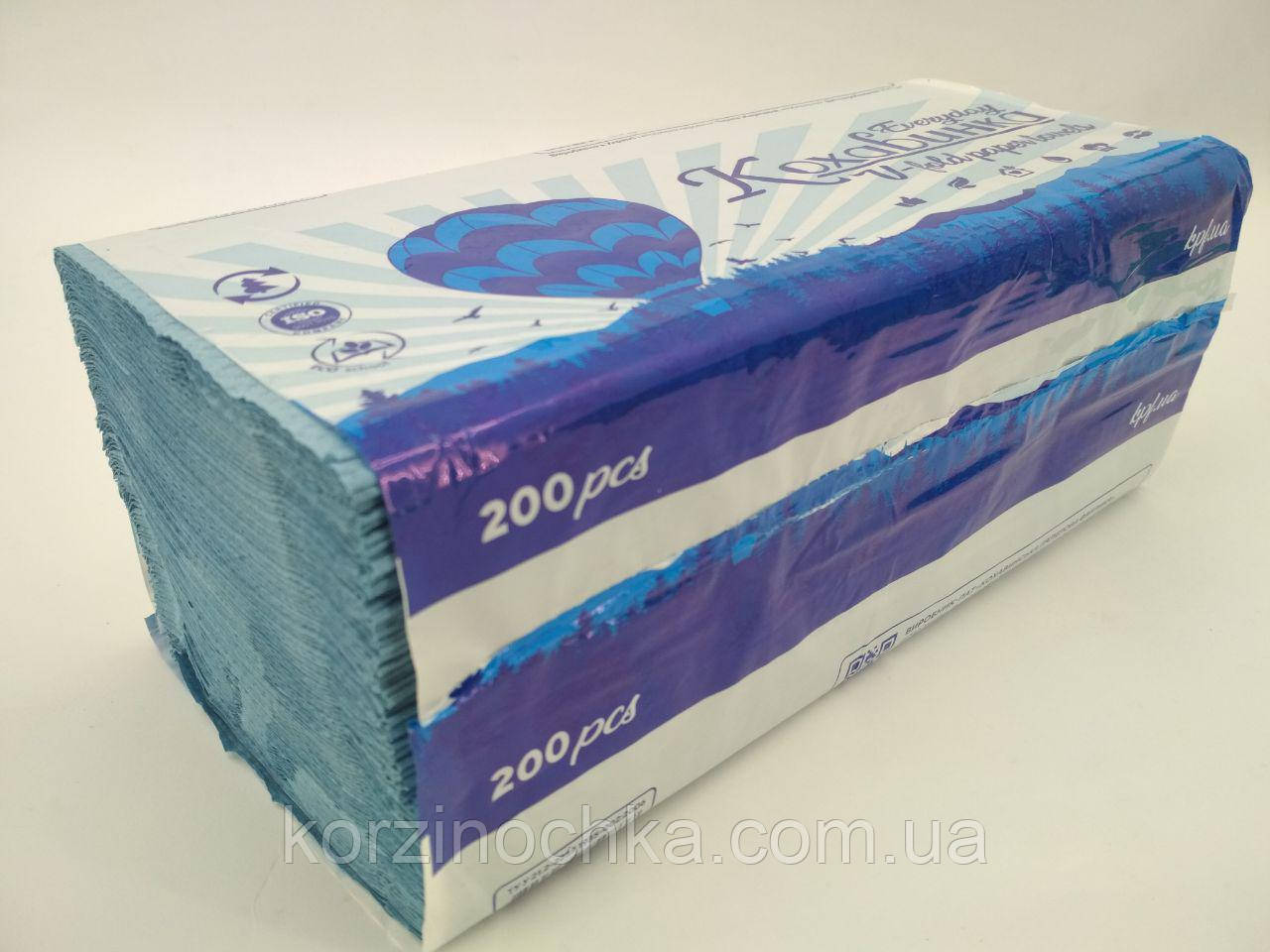 Рушник Паперовий Одноразовий V/V синє(200 листів)Каховинка(1 пач)