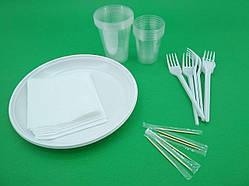 Набір Посуд Одноразовий Пластиковий"Альфа"на 6 персон(1 пач)Столовий