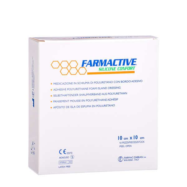 Farmactive Silicone Comfort 10х10см - Поліуретанова губчаста пов'язка з бортом, фото 1