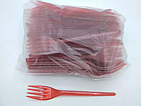 Вилка Одноразовая Пластиковая(100 шт)«Super»красная Юнита