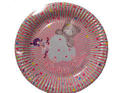 Тарілка Одноразова Паперова Кольорова з малюнком Ø19 см"Ведмедик"10 шт(1 пач)