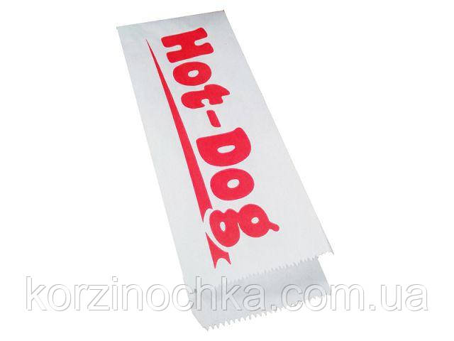Пакет Саше Паперовий"Хот-дог"10х22см білий з написом(5000 шт)для Фаст Фуду
