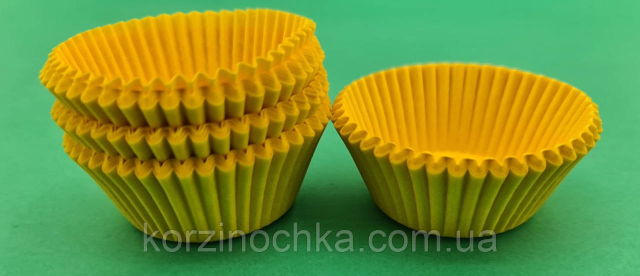Тарталетка формочка паперова жовта"Ø45 H26(100шт)(1 уп)Тарталетки паперові форми для випічки кексів та маффінів