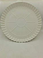 Тарелка одноразовая бумажная под пиццу Ø300 мм белая(100 шт)Картонная тарелка
