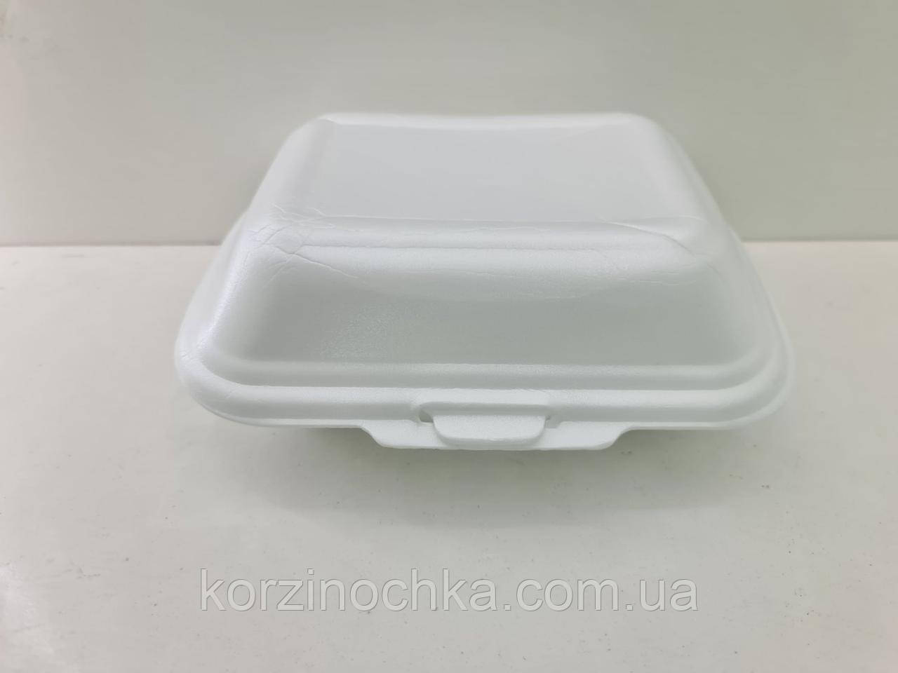 Ланч-бокс Лоток Одноразовий зі спіненого полістиролу з кришкою(188*149*80)білий ВПС-9(250 шт)Упаковка Посуд