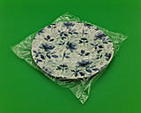 Паперова Тарілка Одноразова Кольорова з малюнком Ø18 см"Блакитні квіти"10 шт(1 п), фото 3