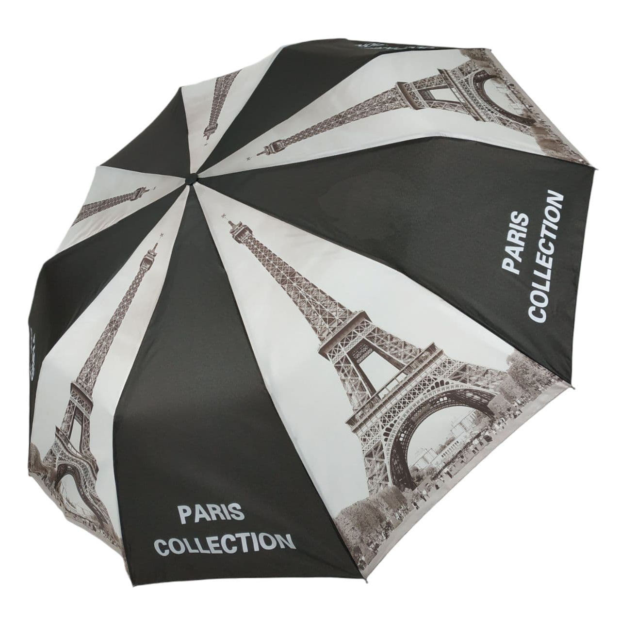 Жіноча складана парасолька напівавтомат "Paris" від Feeling Rain, чорно-сіра, FR0516-4